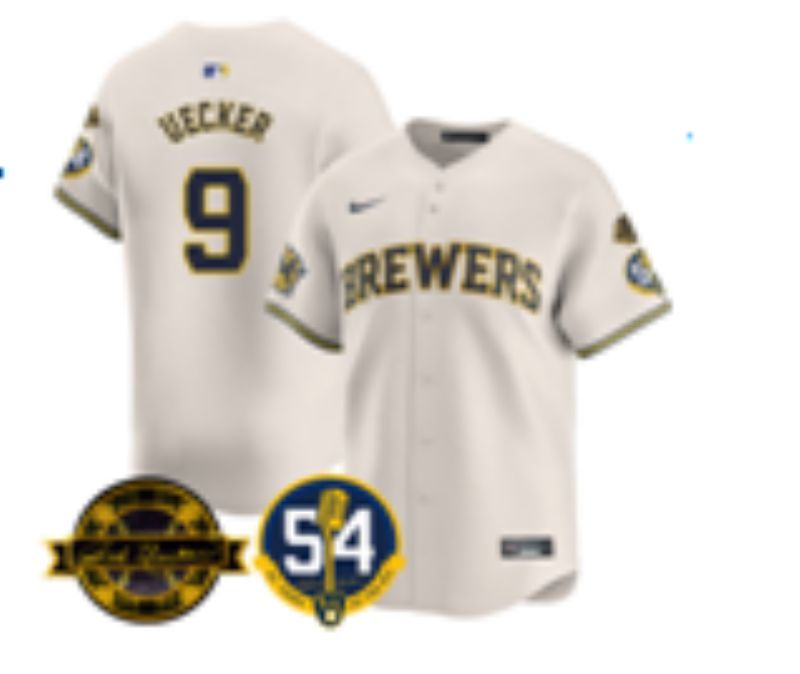 Men Nike 2025 Milwaukee Brewers #9 Uecker cream Game MLB Jersey 001